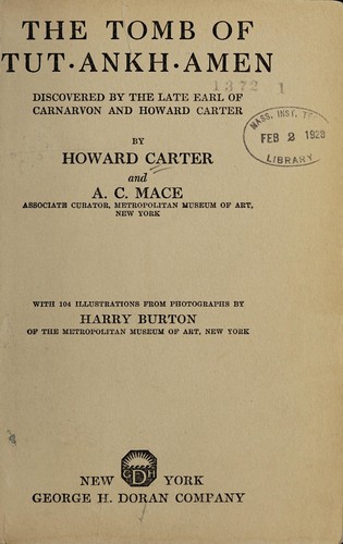 Carter, Howard: The tomb of Tut-ankh-Amen (1923, George H. Doran Company)