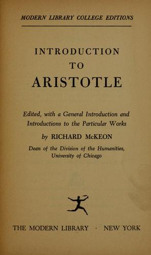 Aristotle: Introduction to Aristotle (1947, The Modern library)