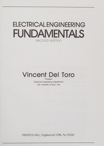 Vincent Del Toro: Electrical engineering fundamentals (1986, Prentice-Hall)