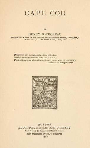 Henry David Thoreau: Cape Cod. (1892, Houghton, Mifflin and company)