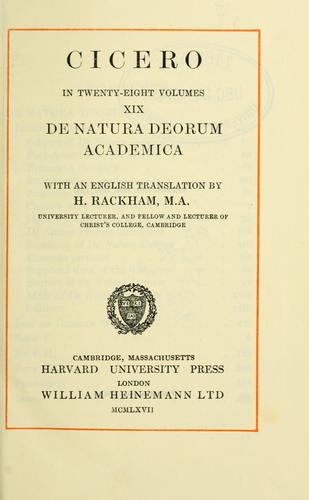 Cicero: De natura deorum (Latin language, 1933, W. Heinemann)