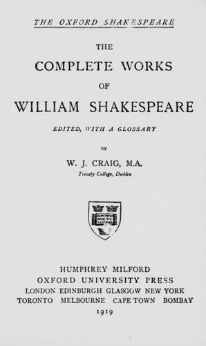 William Shakespeare: The Complete Works of William Shakespeare (CIHM (Humphrey Milford, Oxford University Pres))