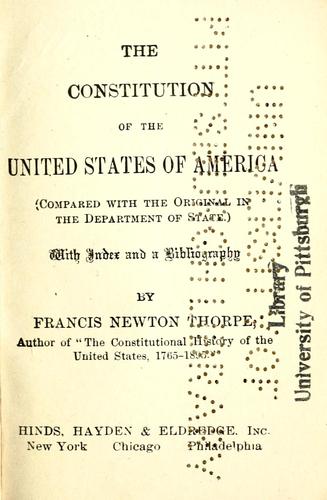 United States: The Constitution of the United States of America (compared with the original in the Dept. of State) (1913, Hinds, Hayden & Eldredge)