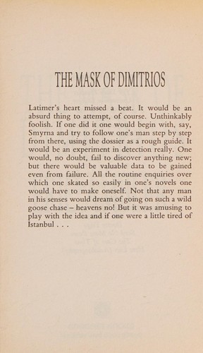 Eric Ambler: The Mask of Dimitrios (Coronet Books) (Paperback, 1991, Coronet Books)