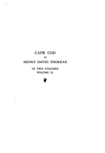 Henry David Thoreau: Cape Cod (1896, Houghton, Mifflin and Co.)