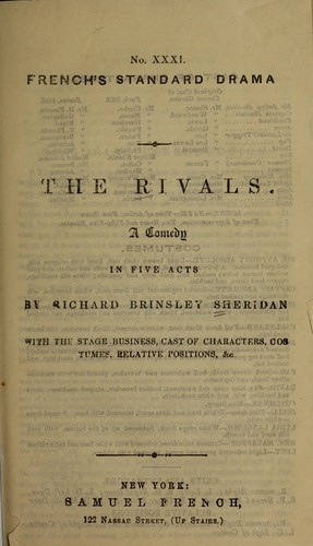 Richard Brinsley Sheridan: The rivals (1800, S. French & son, S. French)