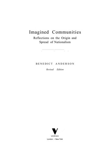 Benedict Anderson: Imagined communities (2006, Verso)