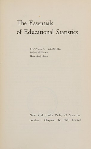 Francis G. Cornell: The essentials of educational statistics. (1956, Wiley)