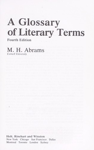 M. H. Abrams: A glossary of literary terms (1981, Holt, Rinehart and Winston)