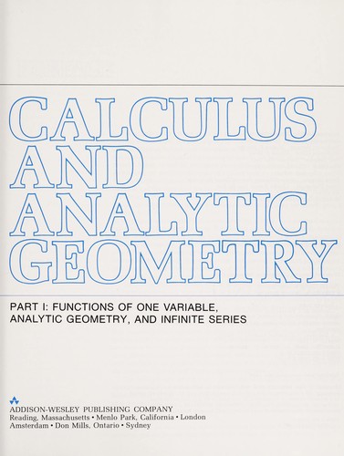 George Brinton Thomas: Calculus and analytic geometry (1984, Addison-Wesley)