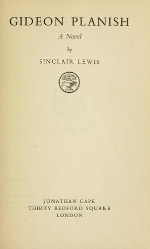 Sinclair Lewis: Gideon Planish (1943, Cape)