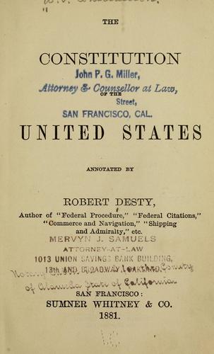 United States: The Constitution of the United States (1881, S. Whitney & Co.)