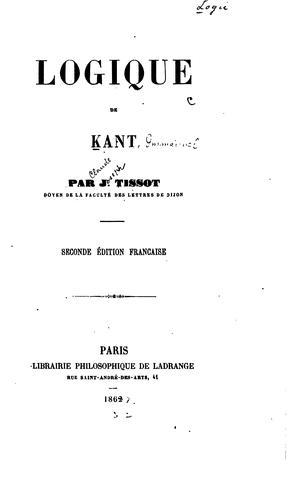 Immanuel Kant: Logique de Kant (French language, 1862, Ladrange)