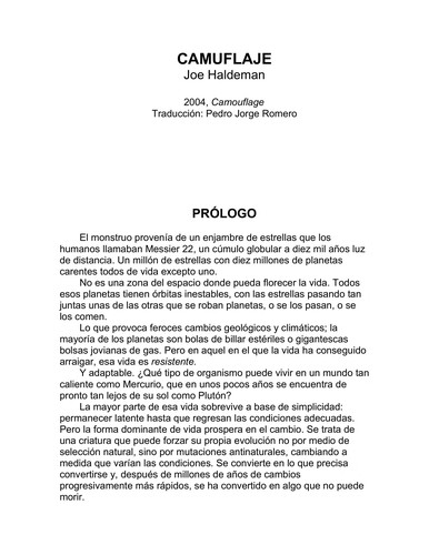 Joe Haldeman: Camuflaje (Spanish language, 2006, Libros del Atril)