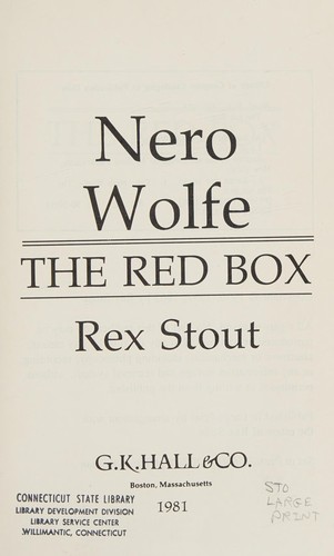 Rex Stout: The Red Box (1981, G. K. Hall & Co)