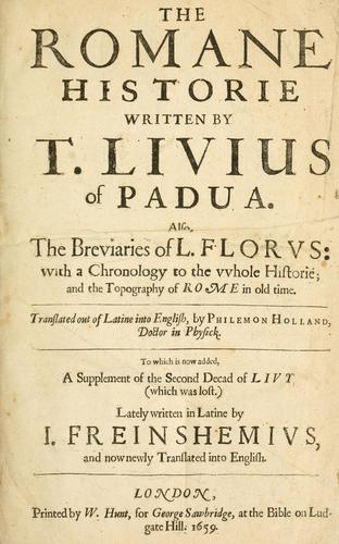 Titus Livius: The Romane historie (1659, Sawbridge)