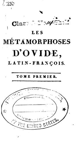 Ovid: Les métamorphoses d'Ovide (French language, 1806, Chez L. Duprat-Duverger)