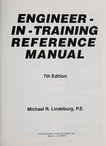 Michael R. Lindeburg: Engineer-in-training reference manual (1990, Professional Publications)