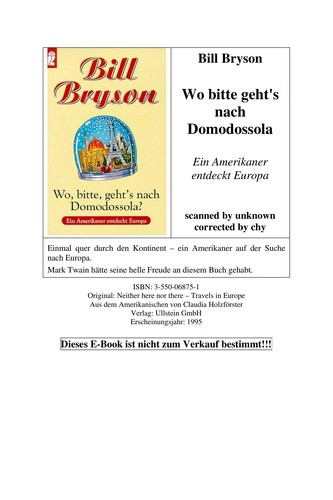 Bill Bryson: Wo bitte geht's nach Domodossola? (German language, 1995, Ullstein)