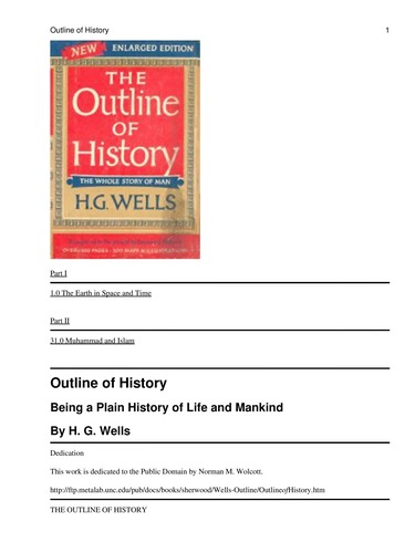 H. G. Wells: Outline of History (1974, Scholarly Press, Native American Books Distributor)