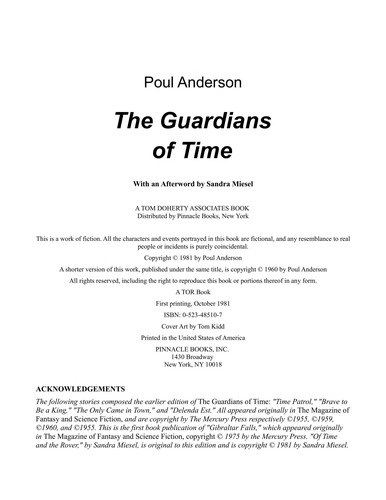 Poul Anderson: The Guardians of Time (Paperback, 1988, Tor Books)